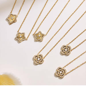 Nuevo Conjunto de Collar y Pulsera de Doble Capa con Trébol de Cuatro Hojas y Estrella de Cinco Puntas de Acero Inoxidable de Lujo de Moda para Mujer - Product Image 2