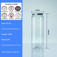 Bouteille de boisson transparente jetable en PET pétillante de 250 ml avec couvercle, sans BPA, écologique, anti-fuite, pour café en conserve, jus, lait, thé