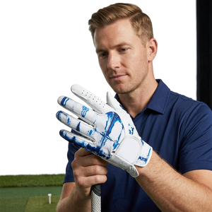 Gants de golf en cuir de mouton véritable 99,9 % blanc pur, respirants, antidérapants, avec poignée ergonomique, impression tie-dye personnalisée, haute qualité - Product Image 1