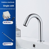 Vente en gros Robinet à détecteur de mouvement automatique Robinet de lavabo monotrou en acier inoxydable Robinet en céramique sans contact pour eau chaude et froide