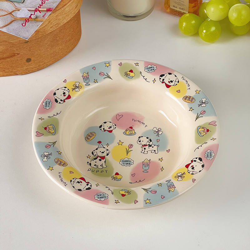 cream dog plate