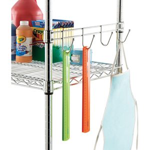 Barres de suspension en fil métallique argenté Alera de 24 po de profondeur, 5 crochets par barre, 2 barres par paquet, pour rangement de garage - Product Image 4