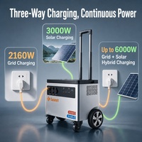 Station d'alimentation mobile LiFePO4 6092,8 Wh 6000 W avec ports de sortie multiples AC USB Type C pour éclairage industriel, perceuse électrique et test