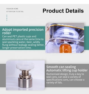 High Speed Easy to Use Rotary Type Portable Water Bubble Tea PET Round Bottle Tin Beverage Soda Seamer Aluminum Cap Can Sealer - Product Image 5