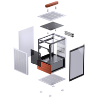 Nueva Caja de PC JONS-BO T6 Silver Mid Tower Mini ITX Micro ATX con Acabado en Nogal para Juegos, Disponible en Stock