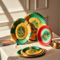 Assiettes en papier jetables à bords dorés, vaisselle de fête et de mariage, biodégradables, assiettes en papier personnalisées imprimées pour la restauration