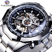 Forsining Montre Automatique Hommes Montres Sport Mécaniques Hommes 3 Sous Cadran Calendrier Bracelet Acier Inoxydable Chronographe Horloge Reloj