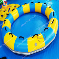 Jouet de radeau circulaire gonflable, toboggan aquatique, bateau bleu jaune, radeau familial personnalisé, utilisation à domicile, 1 pièce