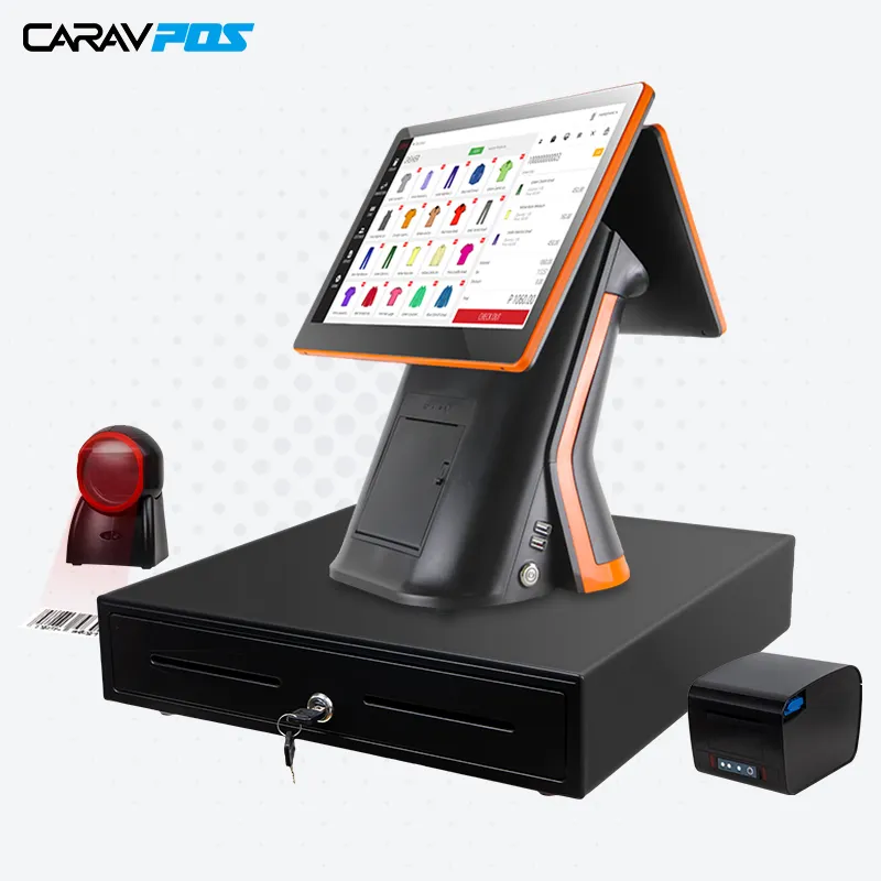 Máquina de Terminal Pos con impresora, dispositivo de 15,6 pulgadas, pantalla Dual de 11,6 pulgadas, 4G, Android, 58mm, 80mm