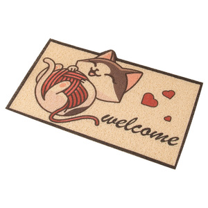 Alfombra de PVC rectangular antideslizante con diseño de gato de dibujos animados para la entrada del hogar, diseño de bienvenida con estampado de animales - Product Image 1