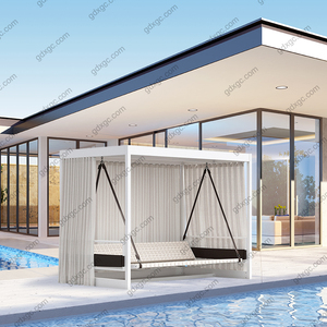 Hamaca de aluminio para exteriores, tumbona, cama de día, tumbona con dosel, tumbona con cortinas, muebles de jardín - Product Image 2