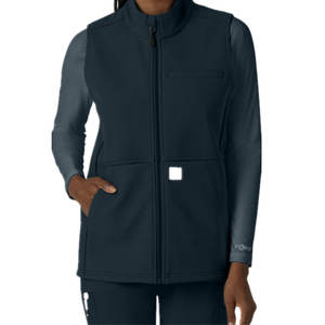 डॉक्टर नर्स अस्पताल ने महिलाओं की 6 जेब वाले बोनडेड फ्लेक्स खिंचाव उपयोगिता ज़िप फ्रंट स्क्रब बनियान - Product Image 4