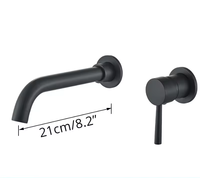 Robinet de lavabo mural en or brossé/noir pour salle de bain, mitigeur eau chaude et froide pour lavabo et baignoire