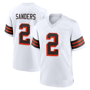 Nouveau maillot de football américain à col en V imprimé numériquement haute densité 100% polyester style Cleveland # 2 Sanders # 24 Chubb Unisexe - Product Image 3