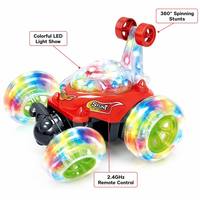 Coche de Acrobacias a Control Remoto, Camioneta a Radiocontrol con Giro de 360 Grados, con Luces y Música, Juguete de Coche RC para Niños