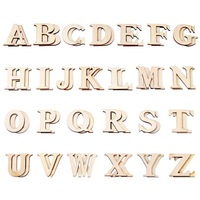 26 pièces de copeaux de bois naturels écologiques non peints, lettres gravées en bois pour enfants, décoration murale