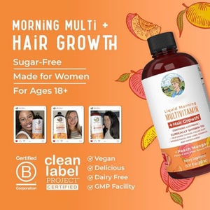 Multivitamínico Líquido Matutino para Mujeres, Crecimiento del Cabello, Reduce las Arrugas y las Líneas Finas, Sabor Melocotón y Mango - Product Image 4