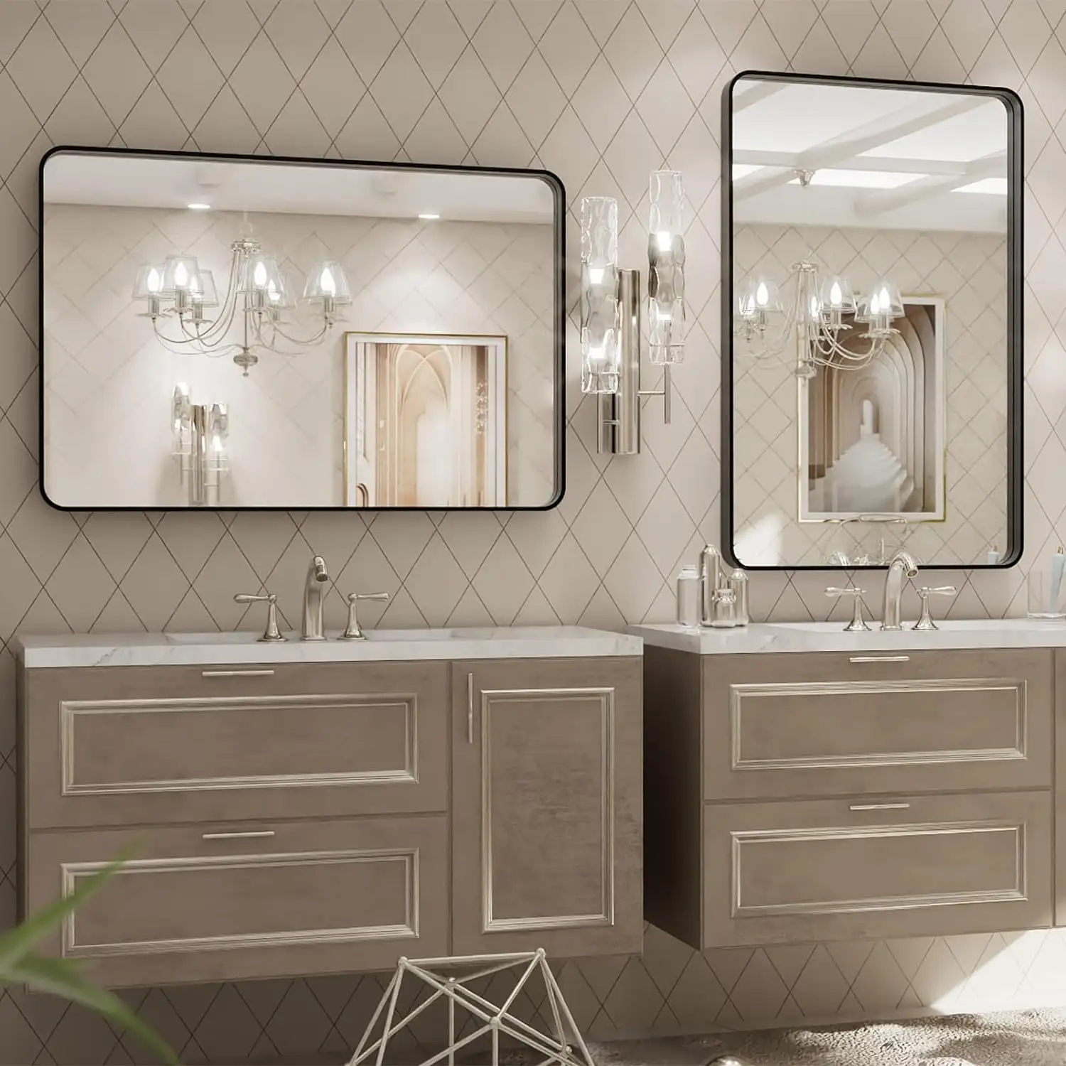 Espejo de maquillaje moderno marco de metal espejo de tocador de baño ESPEJOS de decoración colgantes de pared antioxidantes