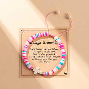 Cross Polymer Clay <b>Bracelet</b> Adjustable <b>Rope</b> Unisex Gift Jewelry Yiwu Origin - Product Image 3