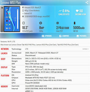 Tablette d'occasion TB-X606F 4+64 Go pour Lenovo M10 Plus FHD TB-X606F, tablette PC WiFi d'occasion, tablette Android d'occasion Lenovo Tab M10 - Product Image 3