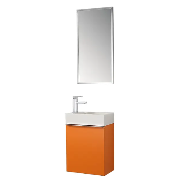 O fornecedor da fábrica pintado pequeno design do banheiro vanity único bacia do banheiro com espelho para o banheiro