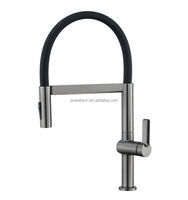 Robinet de cuisine monocommande en laiton Maestro Spectrum 59H avec douchette extractible et rotation à 360°, gris anthracite, pour projets hôteliers