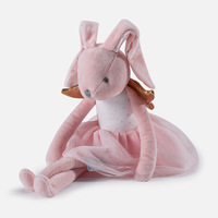 Peluche Lapin avec Ailes d'Ange et Jupe en Chiffon Rose de 40 cm, Compagnon de Sommeil pour Enfant, Cadeau Fête des Mères