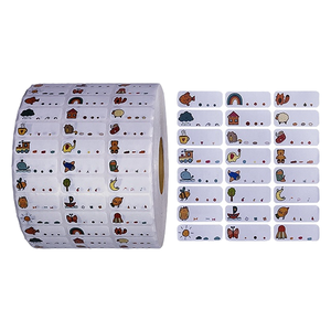 Custom Self-adhesive Cute Cartoon <b>Vinyl</b> <b>Sticker</b> <b>Name</b> Tags Waterproof Writable Labels for Children School Stationery Promotional - Product Image 1