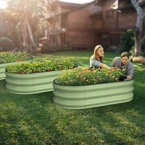 Kit de boîtes surélevées galvanisées Jardinière galvanisée Boîtes surélevées d'extérieur Ovale Grand lit de jardin surélevé en métal Légumes - Product Image 2