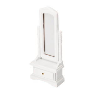 Miroir d'habillage complet américain Meubles pour maison de poupée Armoire de rangement pour chambre à coucher miniature Montage au sol en bois Accessoires de jouets de bricolage - Product Image 6