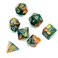 Ensemble de dés en acrylique scintillant vert et jaune pour RPG et Donjons et Dragons, avec logo personnalisé unique pour Udixi