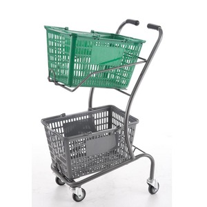 Chariot de courses à double panier, chariot de supermarché, chariot de courses - Product Image 1