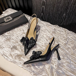 Sandalias de tacón de aguja ultra alto negras de moda para boda, estilo sexy y cómodo con punta poco profunda para verano 2025 de Ms. Shang - Product Image 5