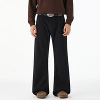 Pantalon en jean noir coupe droite de haute qualité - Pantalon tendance homme automne/hiver - Pantalon décontracté ample style streetwear américain