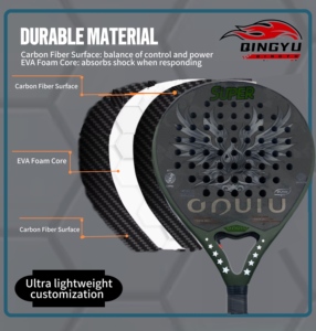 Raqueta de Pádel Personalizada Ligera de Alta Resistencia de Fibra de Carbono, Forma de Diamante, 12K, Mejor Agarre de Raqueta, Nylon, Portátil - Product Image 4