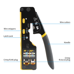 7in1 Network <strong>Toolkit</strong> with 8P6P Straight-through Crimping Tool Cable Tester Cutters Pliers Wire Stripper CAT6 Connector Sheath - Product Image 3