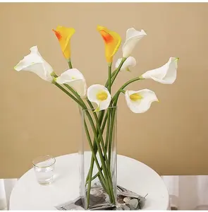 Single Steel Calla Lelies Pu Real Touch Bloemen Witte Faux Calla Lelie Kunstbloemen Voor Vaas Bloemstuk