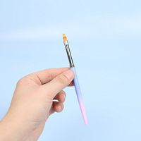 Juego de 15 Pinceles para Decoración de Uñas en Degradado Rosa y Azul, Pincel de Cristal para Salón con Mango Acrílico, Material de Nailon, Herramientas para Uñas