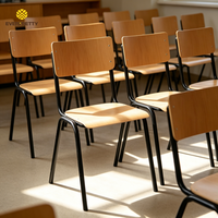 Chaise d'école empilable moderne, siège en bois noir durable, chaise individuelle pour étudiant, design ergonomique, salle de classe, hôpital, maison, bureau, CE