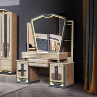 Ensemble de Chambre à Coucher Complet de Luxe avec Lit King Size, Cadre en Bois Double, Mobilier de Chambre Moderne et Luxueux