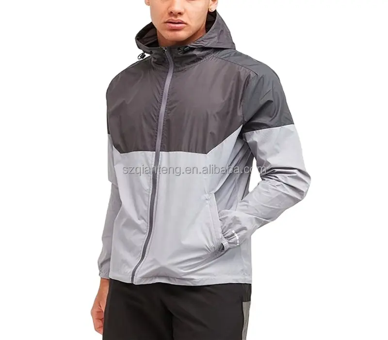 AQTQ Custom Size Hooded Windbreaker Jacket Polyester Shell Breathable Outdoor Man Spring Jacket