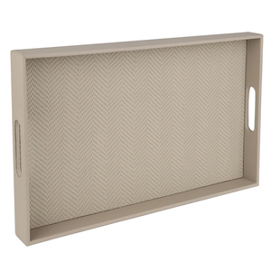 <span class=keywords><strong>Plateau</strong></span> de rangement en similicuir rectangle gris avec poignée - Product Image 5