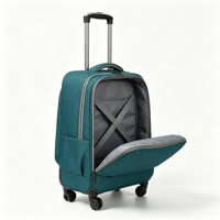 Sac à dos à roulettes Teal Softside avec bretelles rembourrées, poche avant zippée, poche latérale en maille, roues pivotantes
