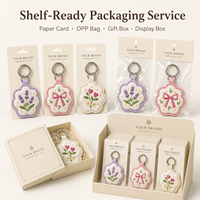 Porte-clés en cuir brodé avec logo personnalisé, rembourrage en coton, breloques florales personnalisées pour sacs fourre-tout, service OEM ODM
