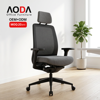 Fauteuil de bureau ergonomique AODA avec appui-tête en tissu et accoudoirs 5 dimensions personnalisables