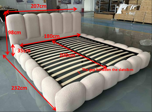 Soft <b>Platform</b> <b>Bed</b> King Size Minimalist Design With Padded Headboard And Wooden <b>Frame</b> - Product Image 5