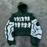 Sweat à capuche unisexe personnalisé vintage vieilli brodé, épais, 100 % coton, coupe oversize, imprimé graphique, style streetwear