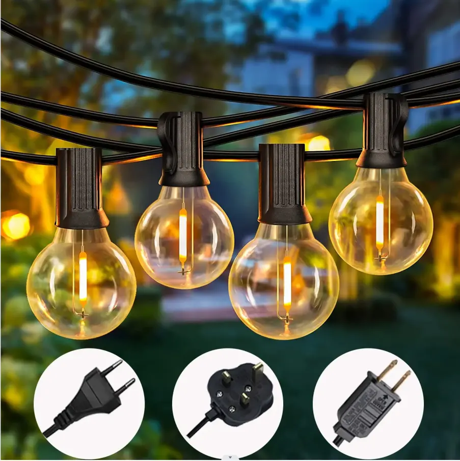 Không thấm nước 50ft G40 toàn cầu chuỗi đèn connectable Patio chuỗi đèn treo Festoon chiếu sáng cho tiệc cưới giáng sinh