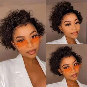 Perruque Courte Bouclée Pixie Lace Frontale 13x4 HD à Prix Avantageux, Coupe Courte Sans Colle en <span class=keywords><strong>Cheveux</strong></span> Brésiliens pour Femmes Noires - Product Image 5