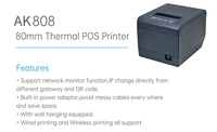 Amida Printer POS termal 80mm AK808 AK808 plus, Printer penerimaan Mini kode QR cetak termal